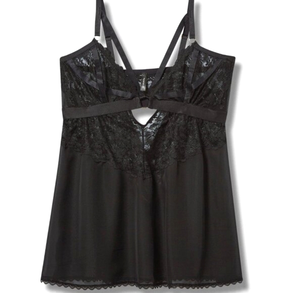 ❤️NWT VINTAGE TORRID LINGERIE - FLORAL LACE WIRELESS STRAPPY SHEER BABYDOLL   2X - Picture 7 of 9